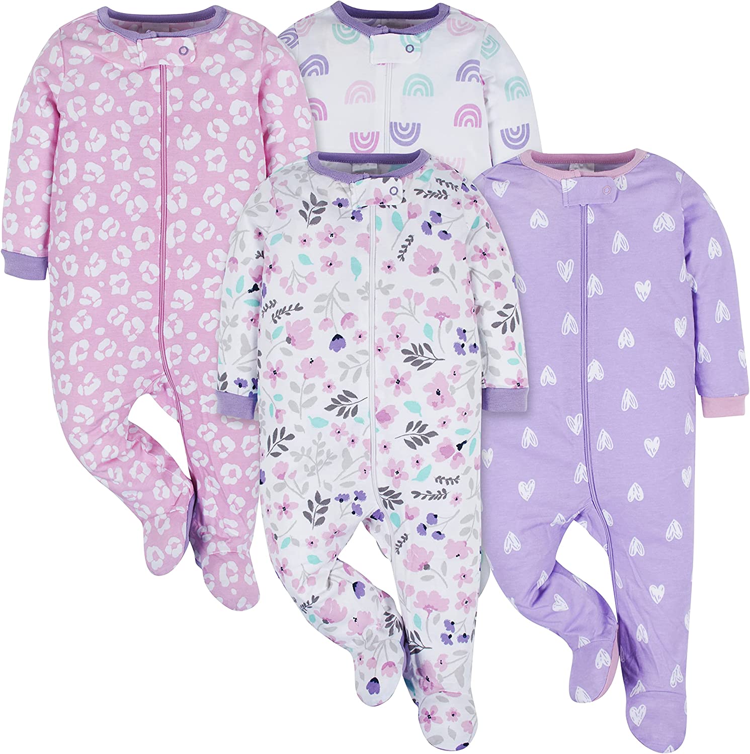 230816074241600_1 Onesies Brand baby-girls 4-pack Sleep 'N Play Footies Multi Pack - Image 1